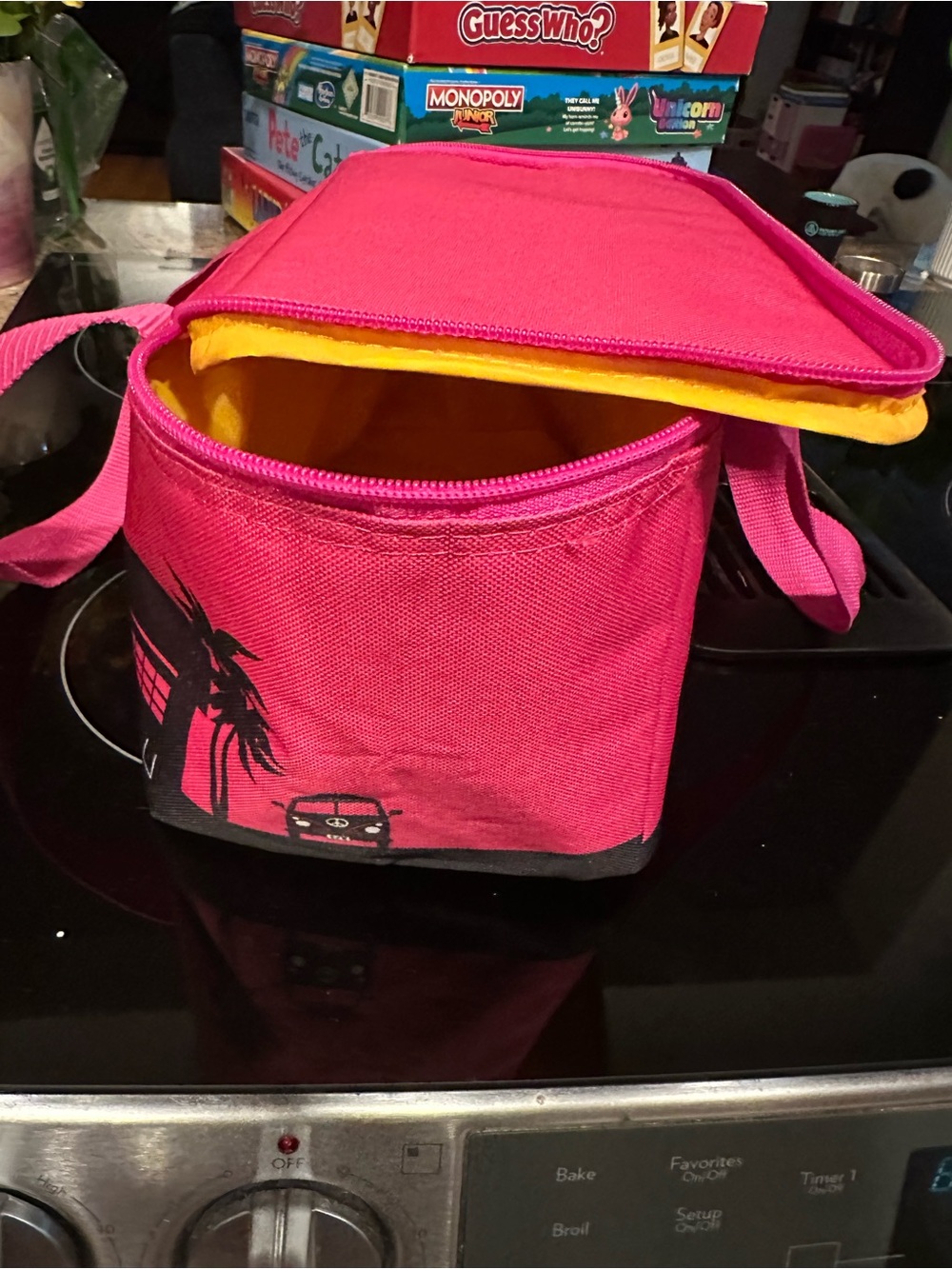 Trader Joe's Pink Insulated Lunch Tote with Yellow Trim - Picture 3 of 5